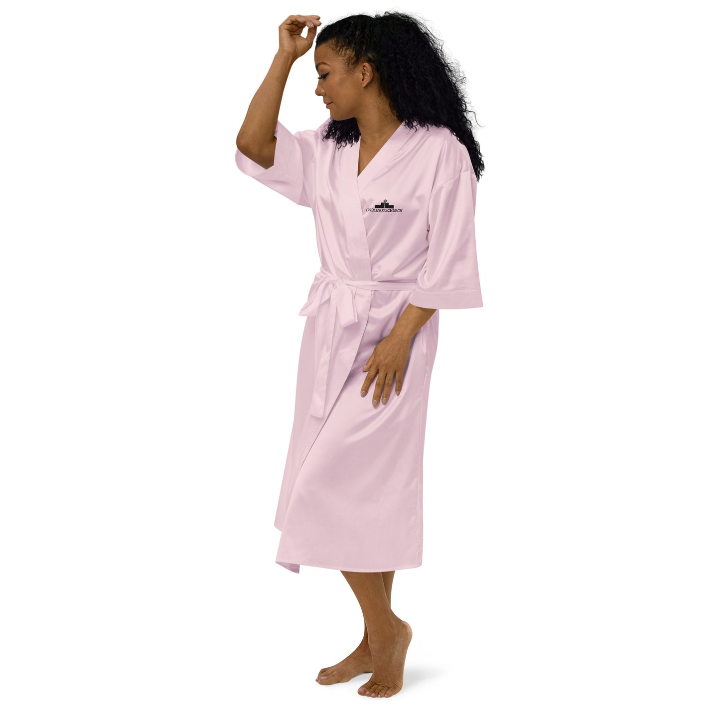 GODisNOTaCHURCH Embroidery Satin robe