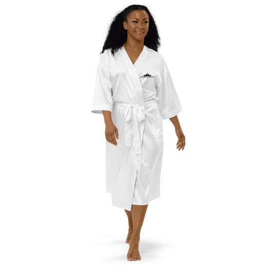 GODisNOTaCHURCH Embroidery Satin robe